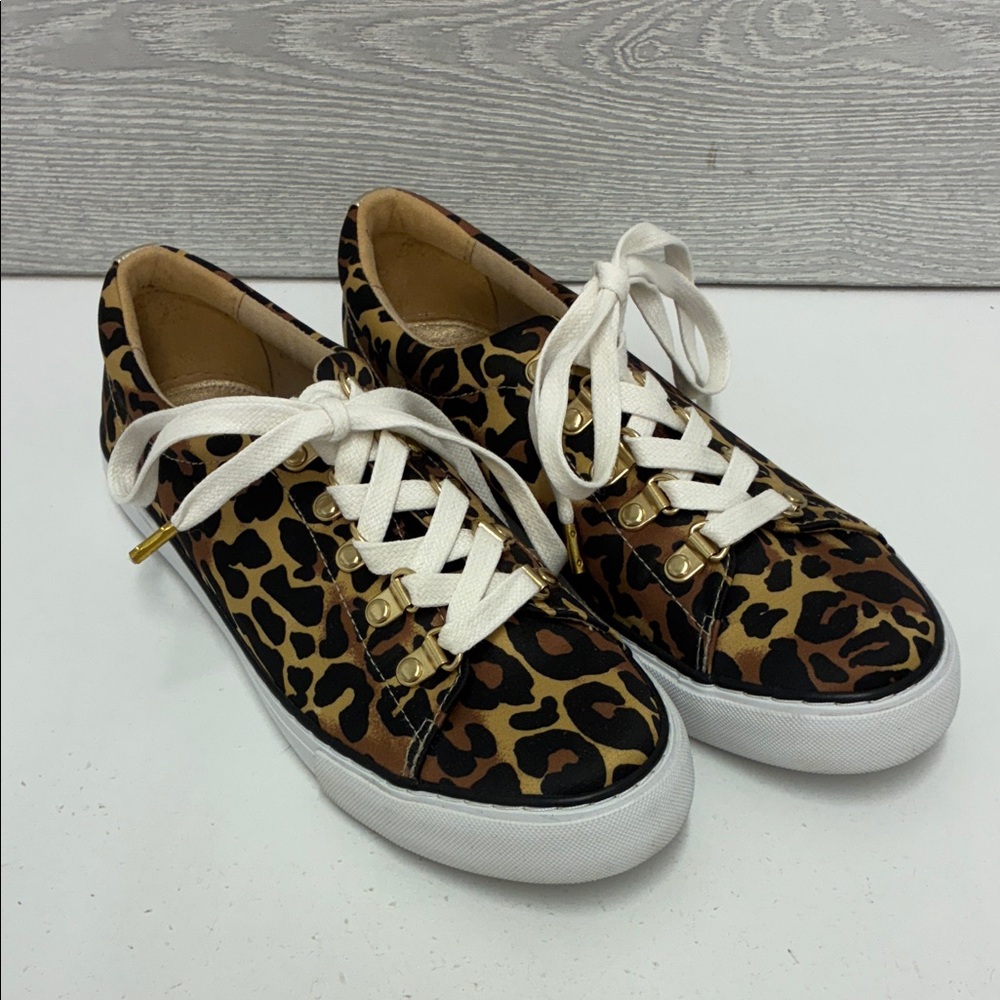 Lilly Pulitzer Satin Leopard Print Women's Sneakers with White Laces